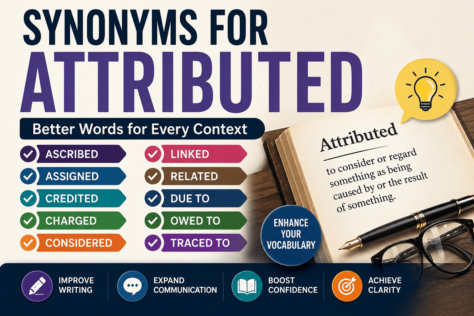 synonyms for attributed